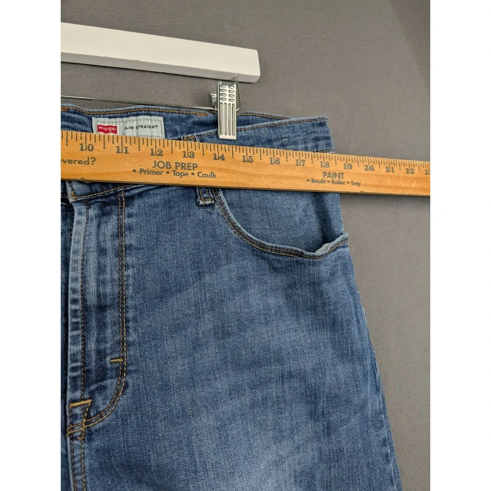Wrangler Slim Straight Mens Blue Denim Jeans 38x30